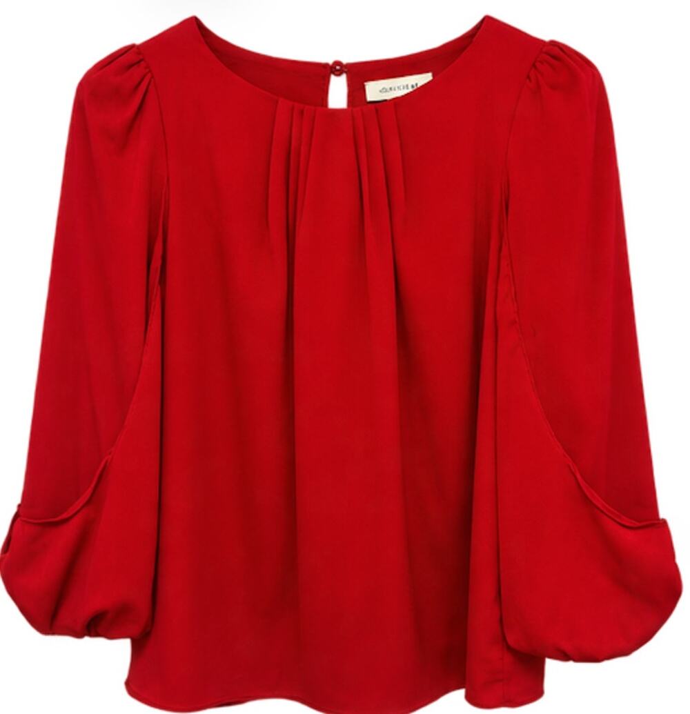 Chandi & Lia Small Red Long Sleeve Shirt Size Small